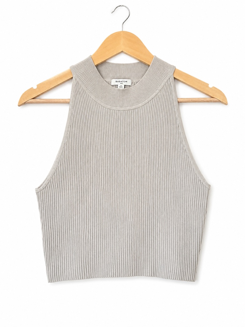 Babaton Aritzia Contour Ribbed High Neck Tank Top Oatmeal Beige Medium